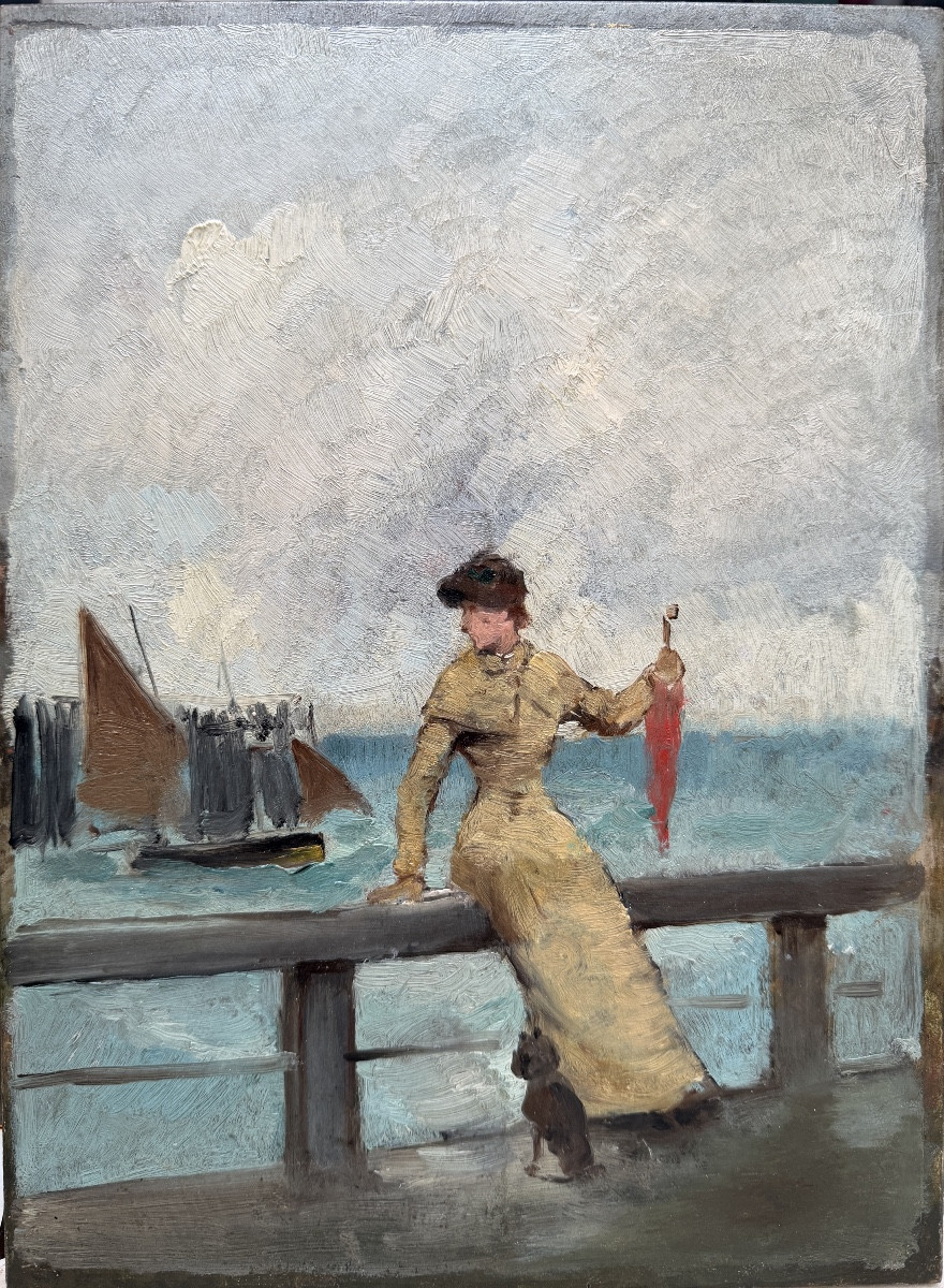 Alfred Stevens (1823-1906) Attributed To - Elegant Woman With Parasol, Circa 1870