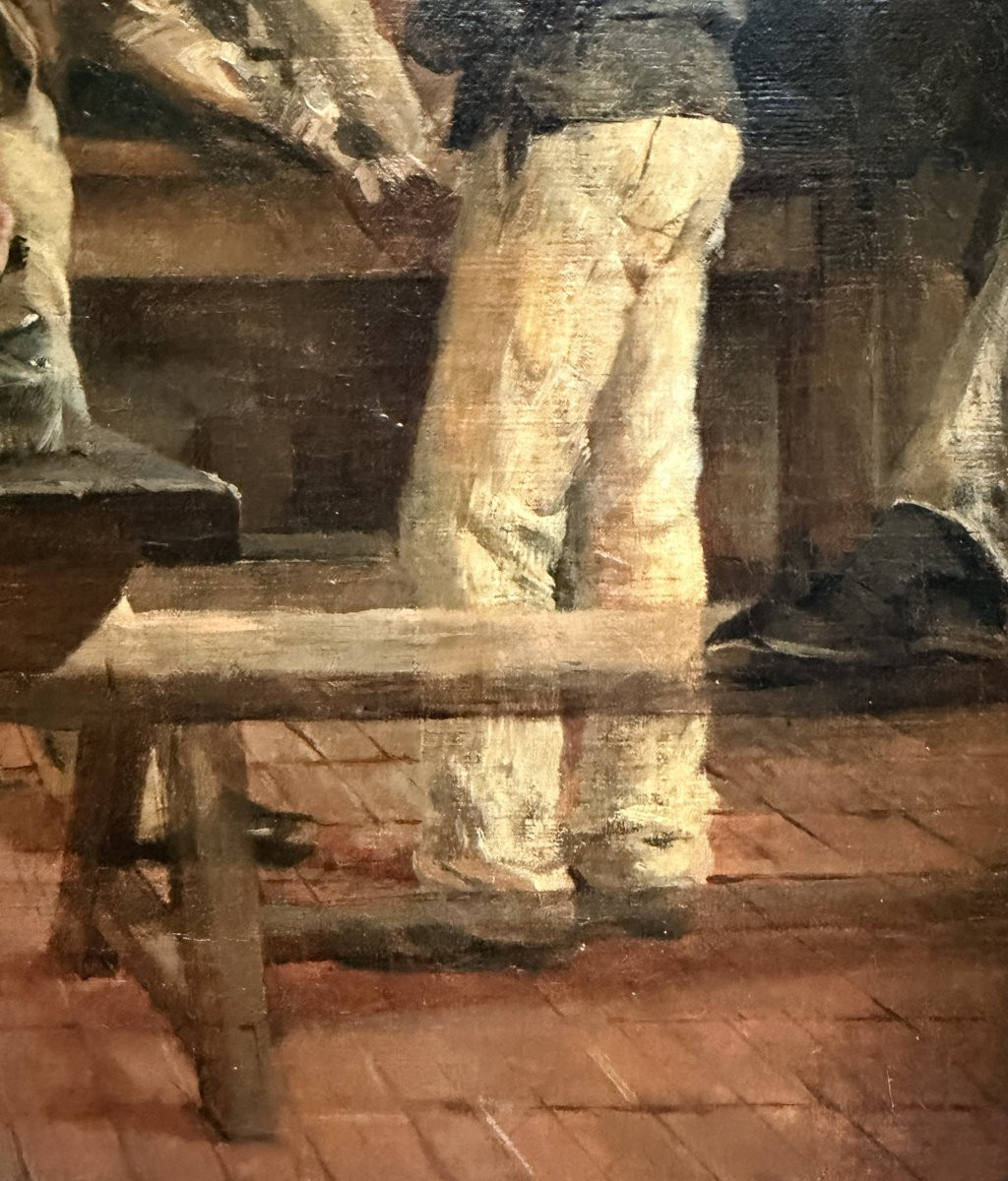 Ecole française de la fin du 19ème siècle - Dans l'atelier d'imprimerie, circa 1880-photo-1