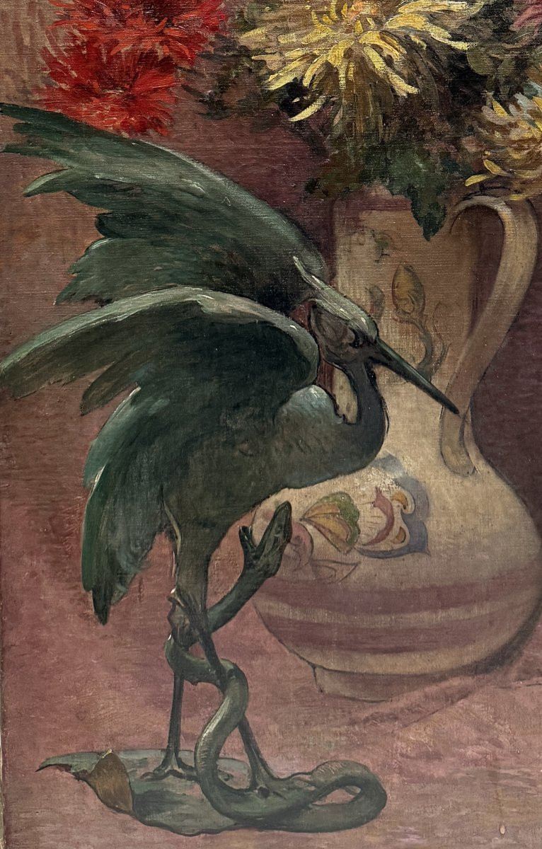 Maurice Bompard (1857-1936) Attributed To - Still Life With Heron, Circa 1900-photo-3