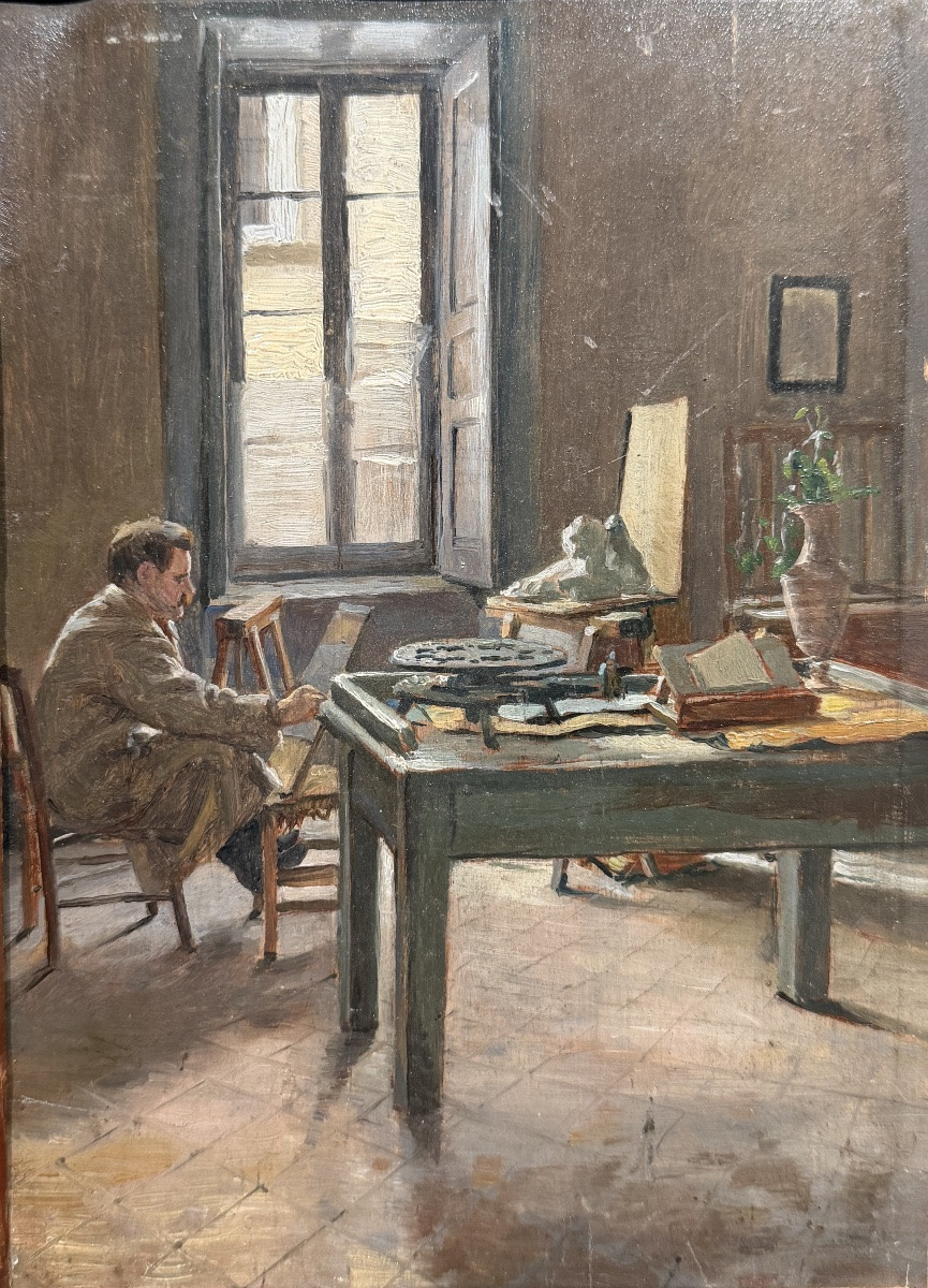 Ecole française de la fin du 19eme siècle - l’atelier d’artiste, 1892-photo-2