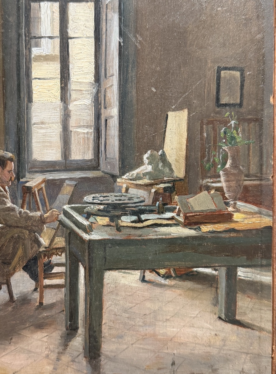 Ecole française de la fin du 19eme siècle - l’atelier d’artiste, 1892-photo-3