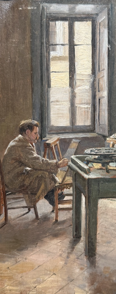 Ecole française de la fin du 19eme siècle - l’atelier d’artiste, 1892-photo-4