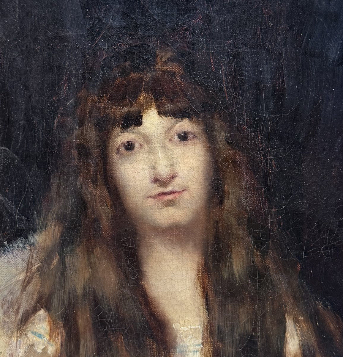 Late 19th Century French School - Portrait Of A Young Woman, Circa 1890-photo-4