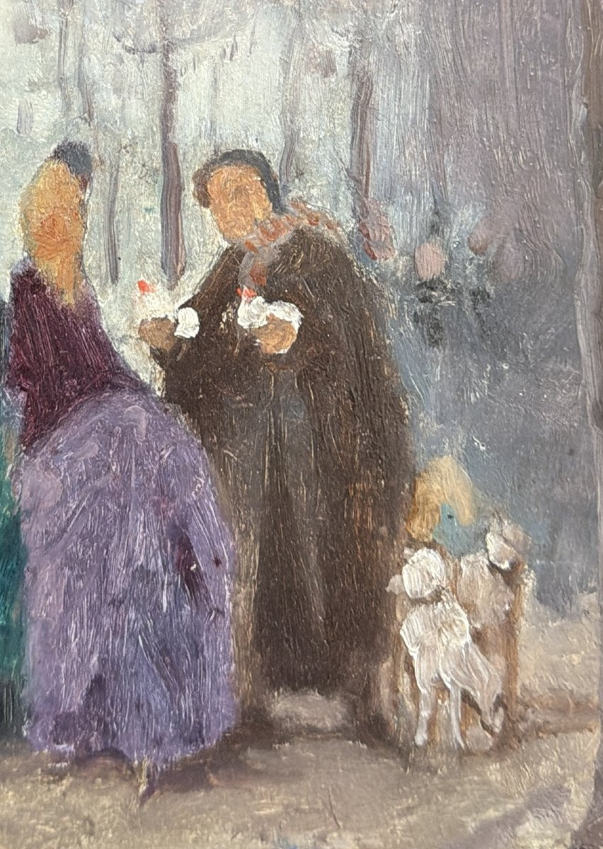 Ecole Française Impressionniste -Elégantes et enfant au jardin, circa 1890-photo-4