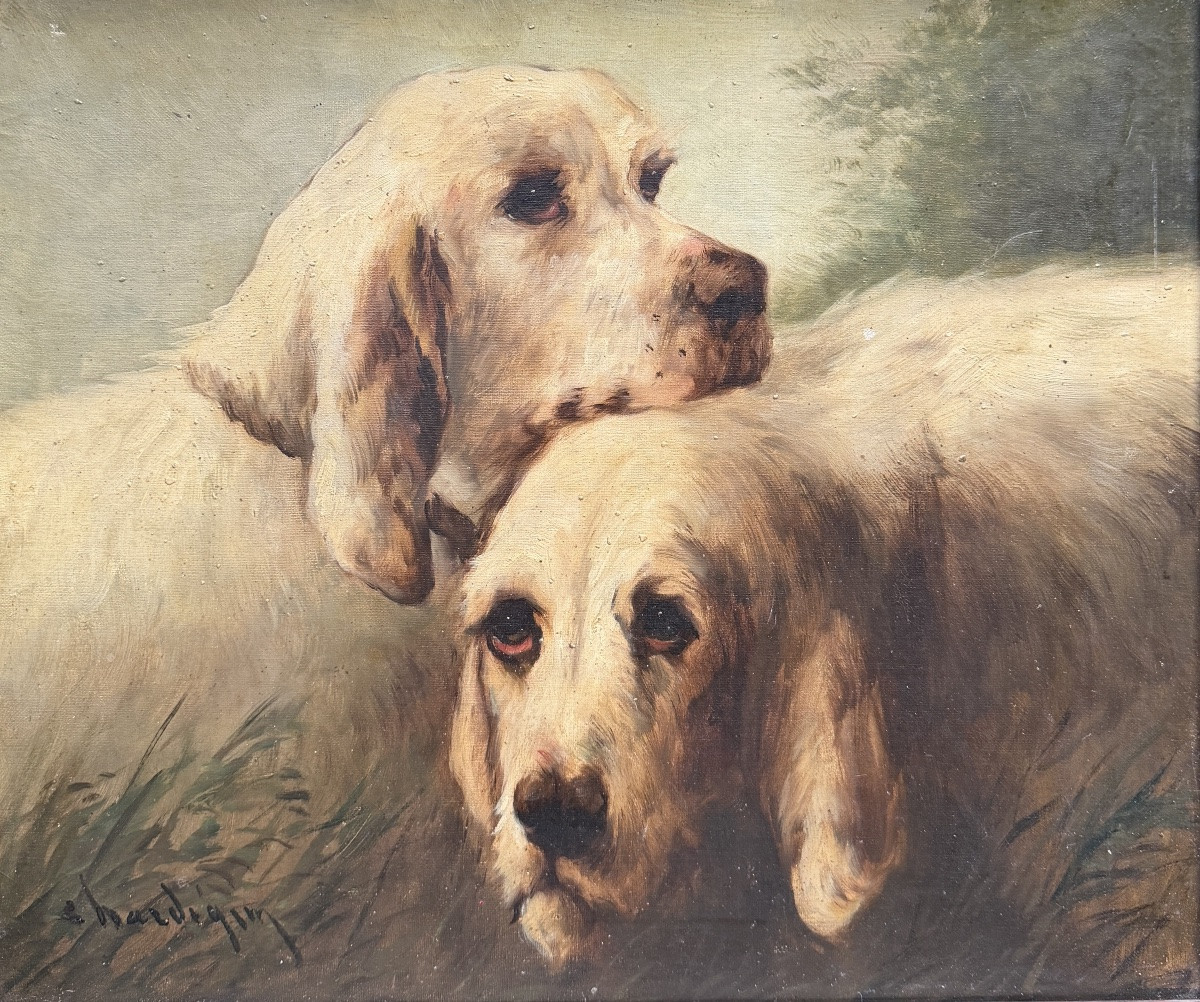 JULES CHARDIGNY (1842-1892)- DOUBLE PORTRAIT DE CHIENS - GRIFFONS VENDÉENS-photo-2