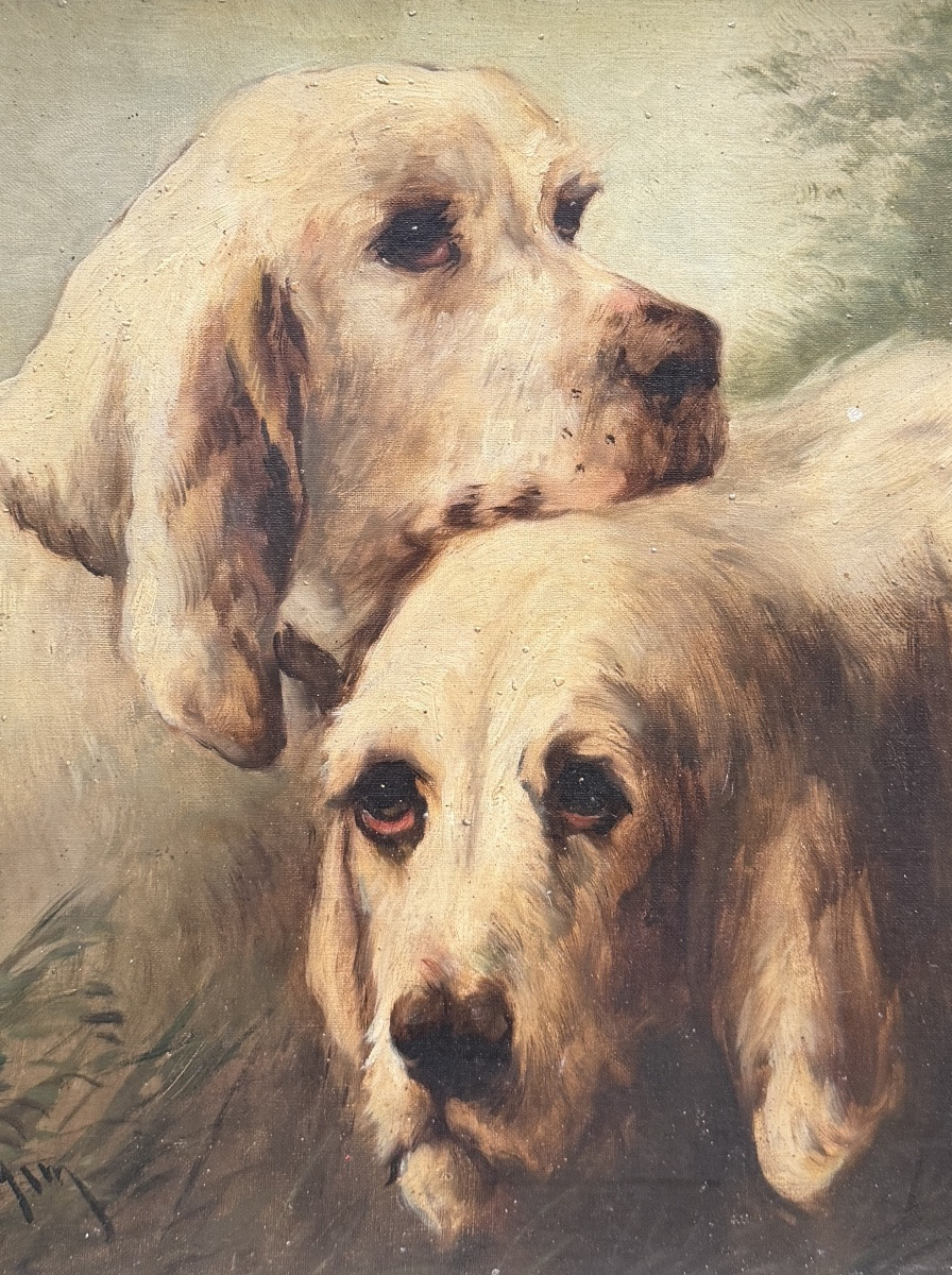 JULES CHARDIGNY (1842-1892)- DOUBLE PORTRAIT DE CHIENS - GRIFFONS VENDÉENS-photo-3