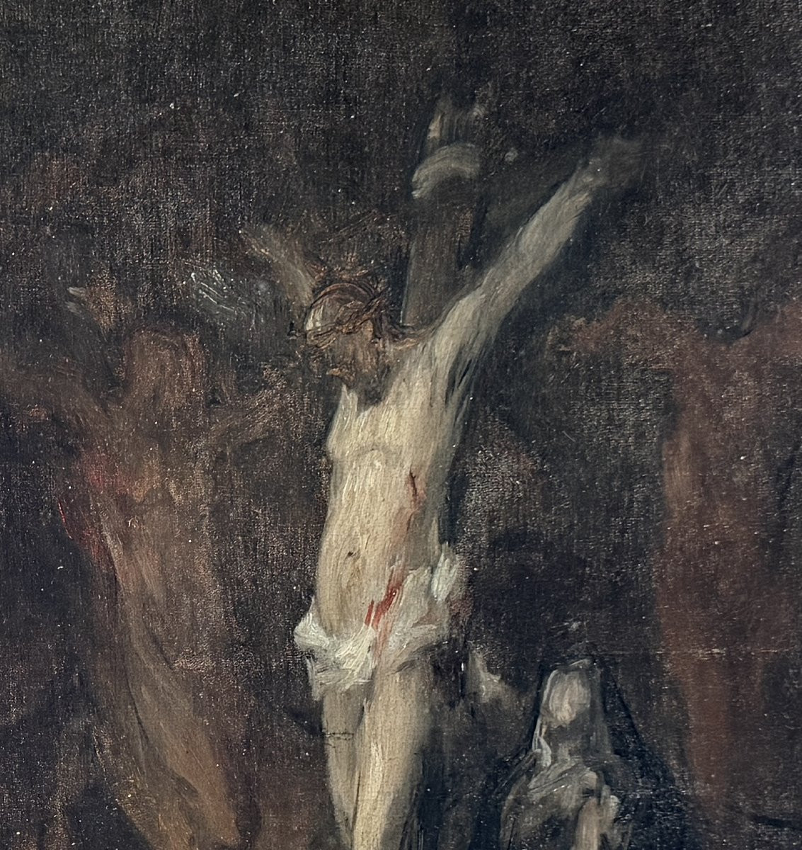 Entourage de Jean Baptiste Carpeaux (1827-1875) - Christ en croix, Marie Madeleine et la Vierge-photo-1