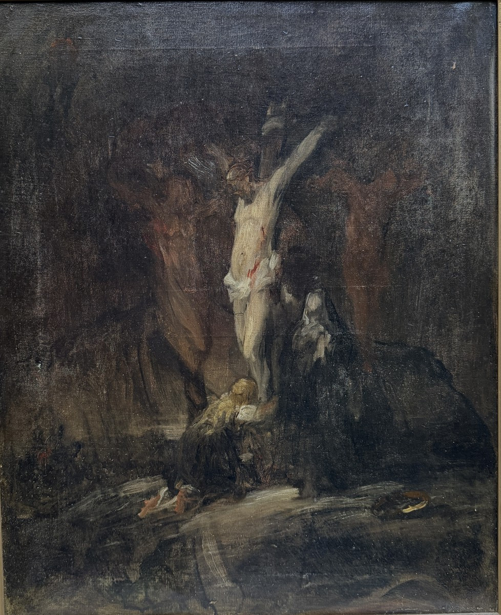 Entourage de Jean Baptiste Carpeaux (1827-1875) - Christ en croix, Marie Madeleine et la Vierge