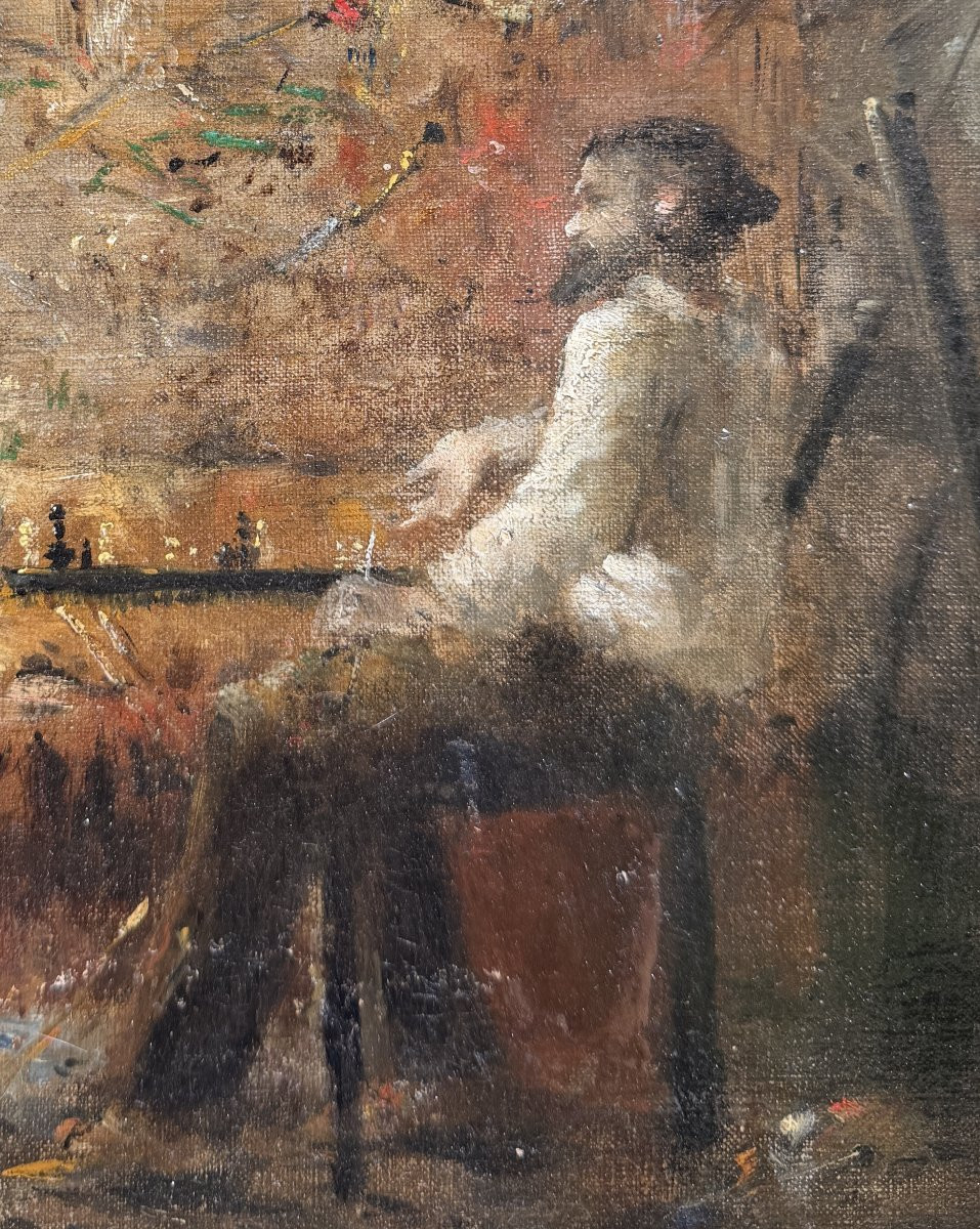 Ecole Française Impressionniste - Les joueurs d'échecs, circa 1880-photo-2