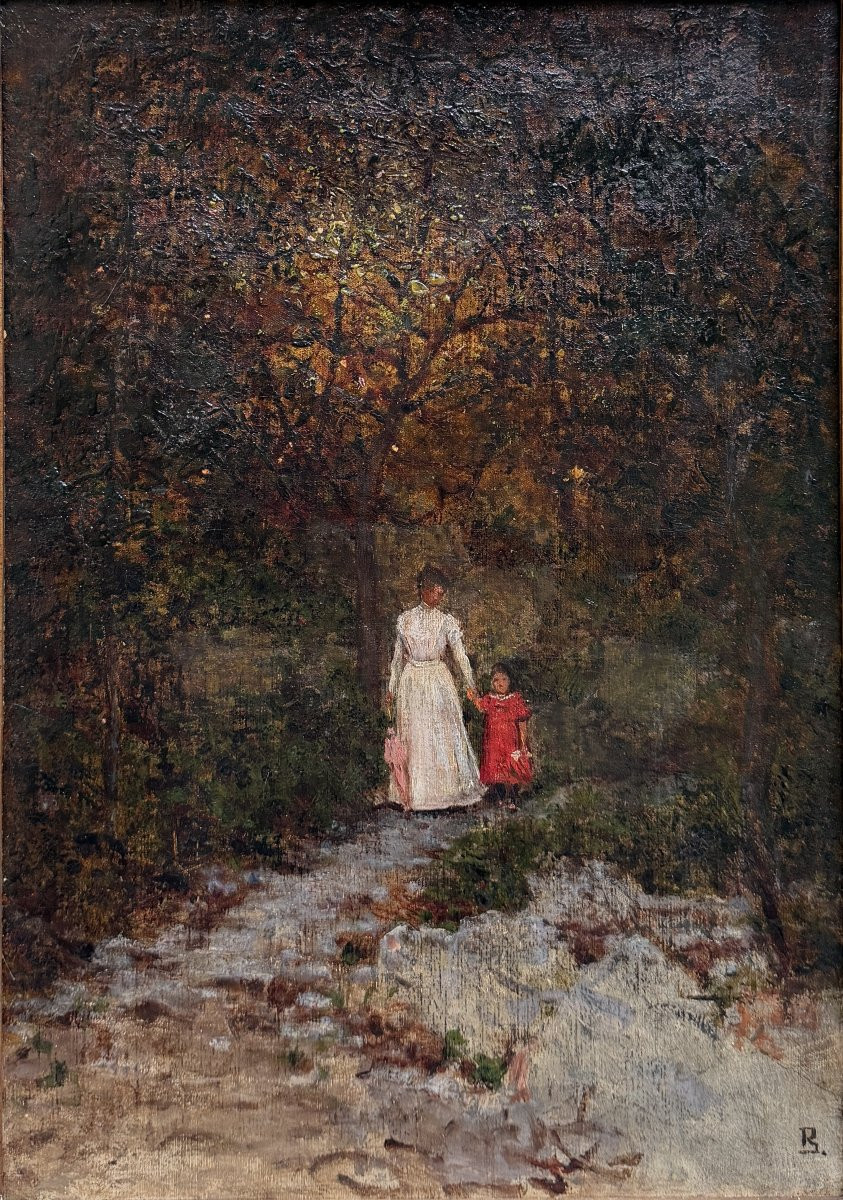 Ecole impressionniste russe - Moscou, promenade au bois, circa 1890 - Monogramme-photo-2
