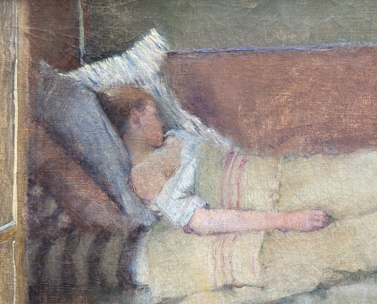 Emile Auguste Wery (1868-1935) - Au lit, 1889 - dédicace à Emile Bernard-photo-1