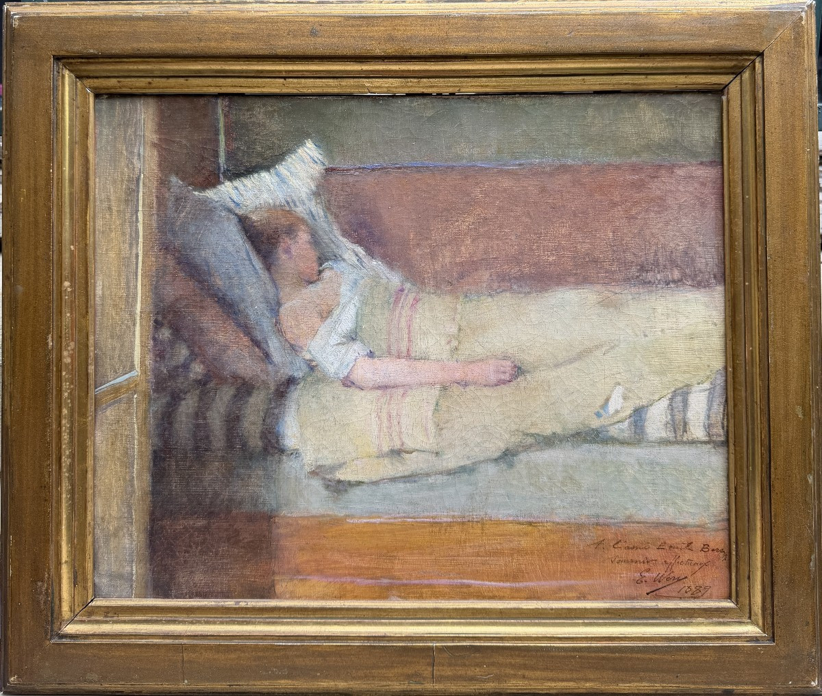 Emile Auguste Wery (1868-1935) - Au lit, 1889 - dédicace à Emile Bernard