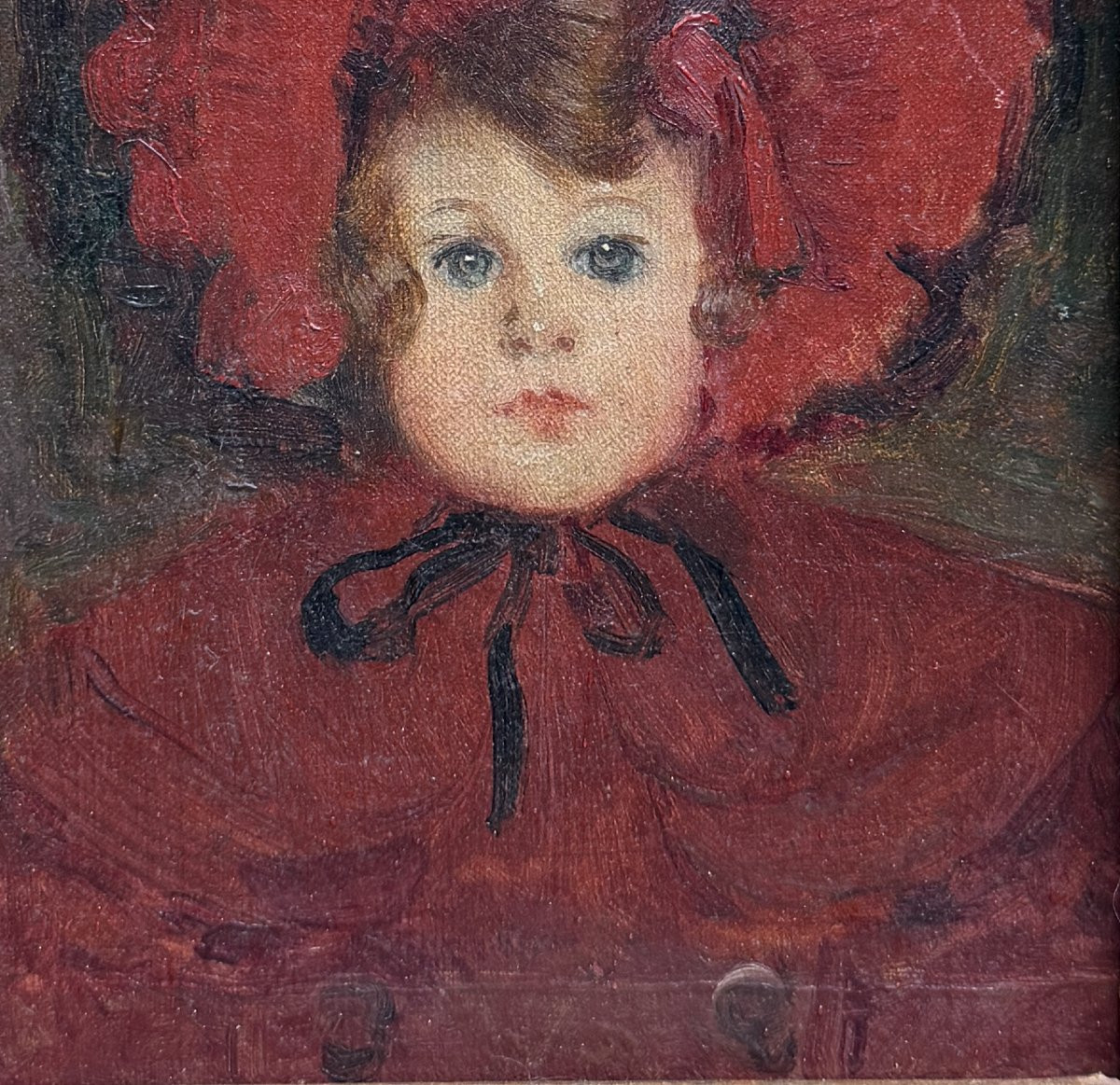 French Impressionist School - Girl With Red Hat, Circa 1880-photo-1