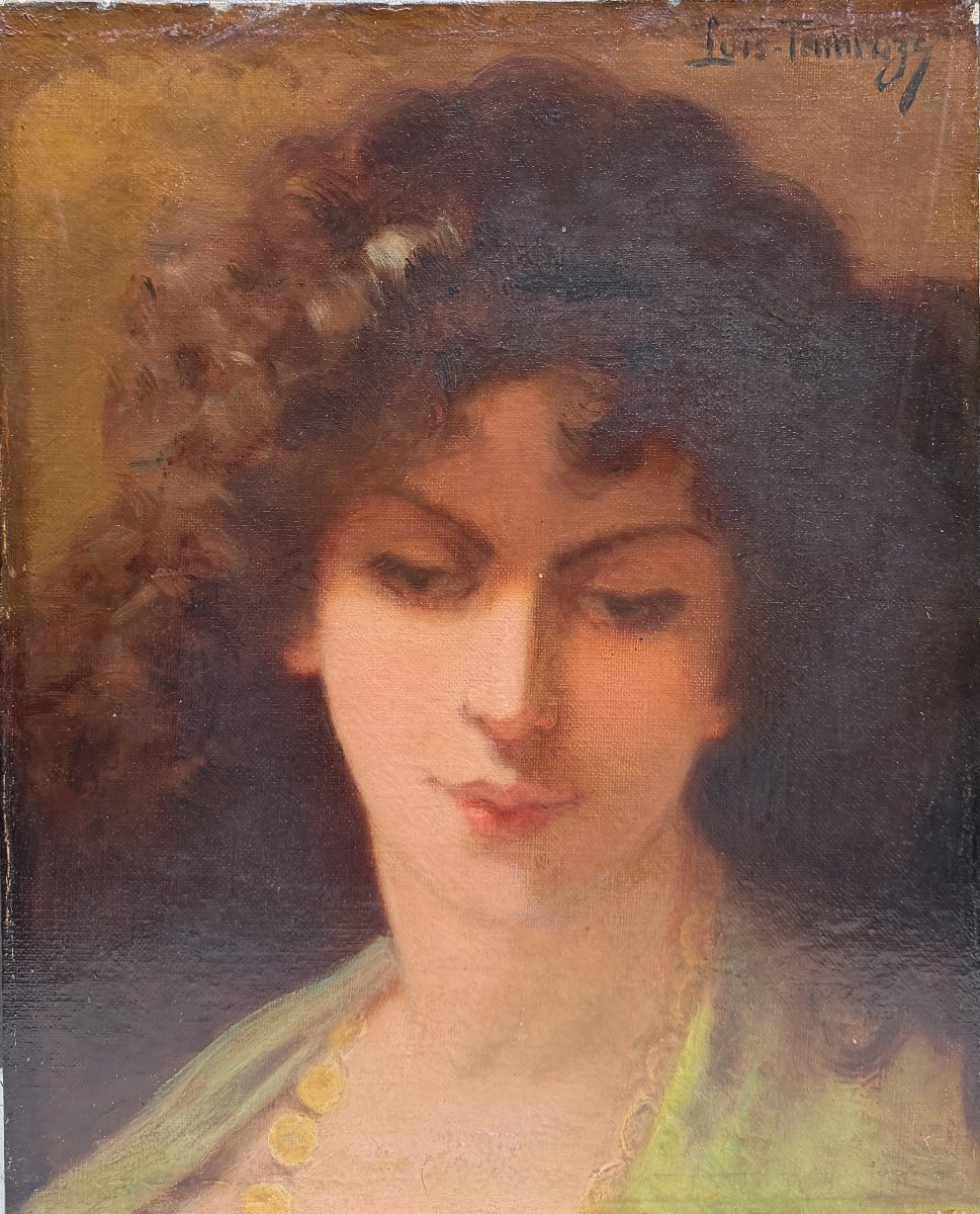 Luis Tamroze (xix-xx) - Art Nouveau Portrait Of A Young Woman, Circa 1896