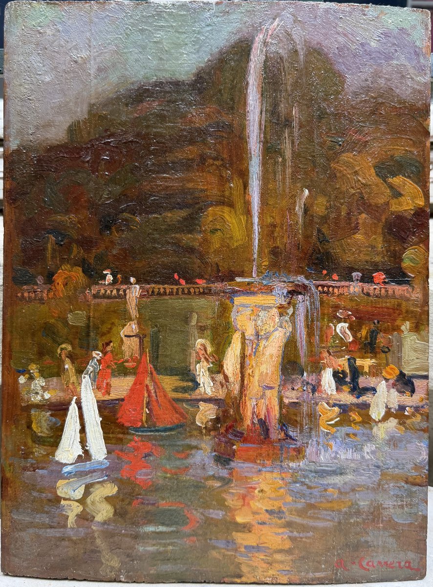 Augustin Carrera (1878-1952) - Jeux d'enfants au jardin du Luxembourg, circa 1910