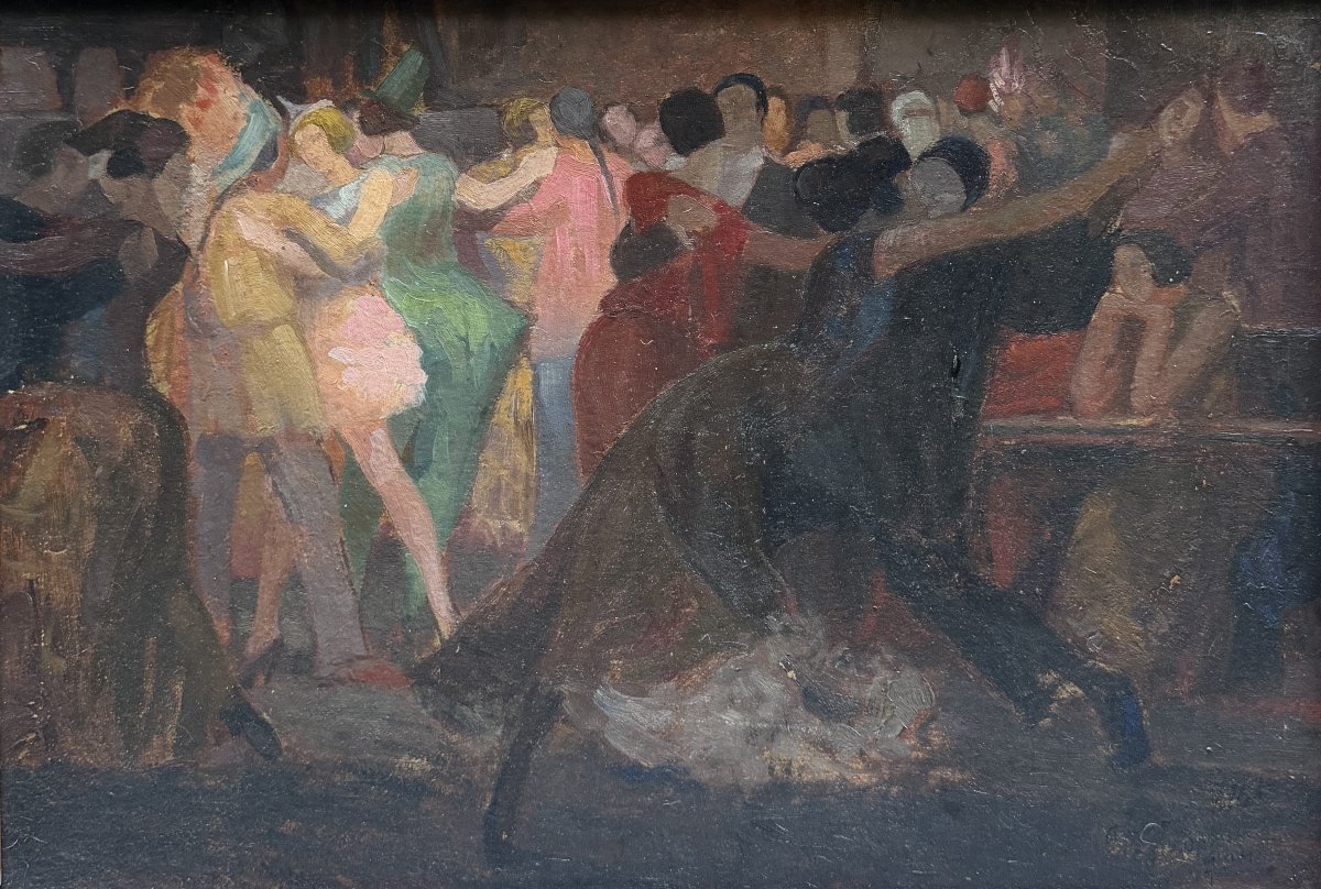 20th-century French School - The Roaring Twenties, At The Cabaret, Dance Party, 1924-photo-2