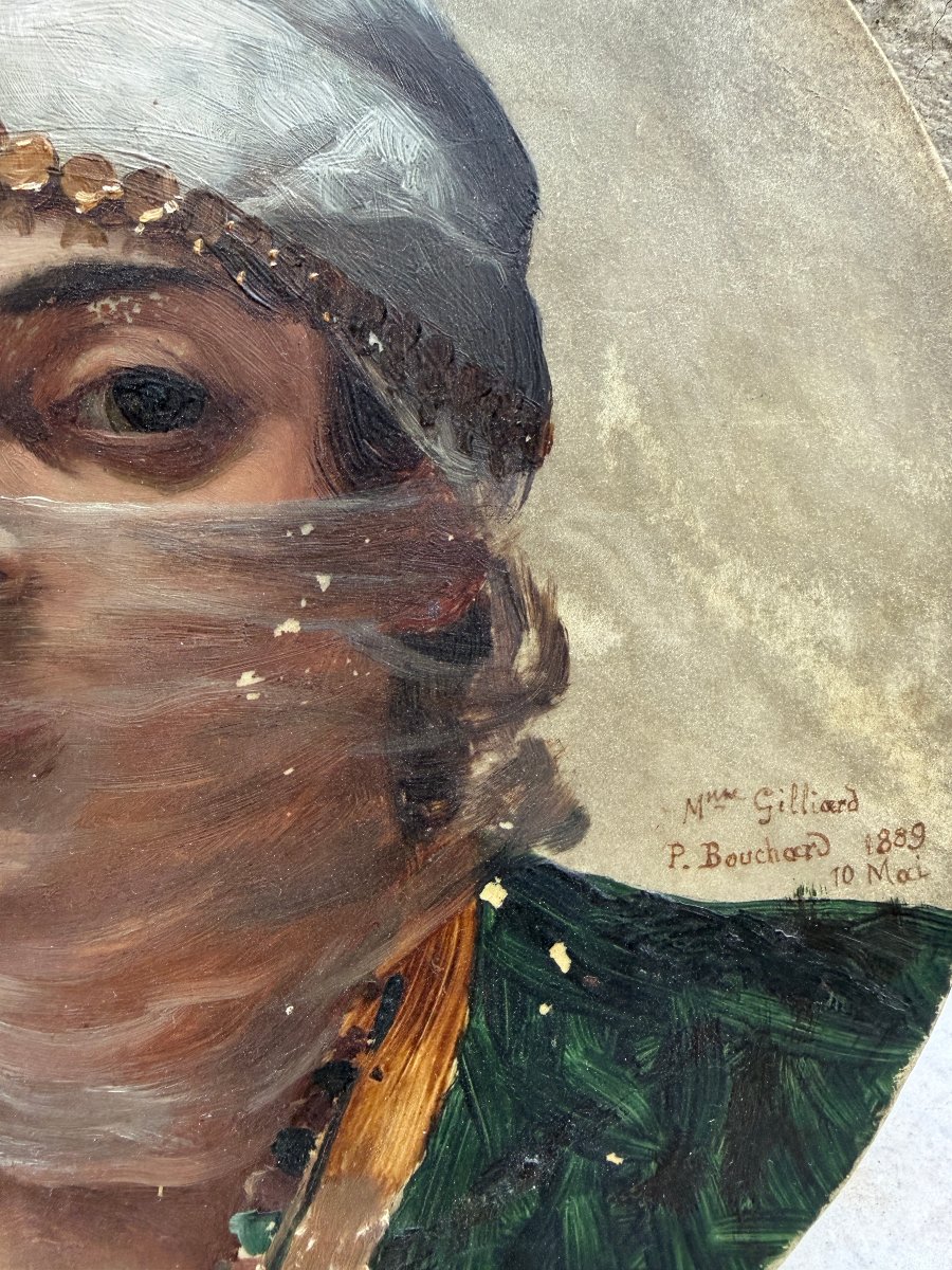 Paul Louis Bouchard (1853–1937) — Tondo On Vellum: Orientalist Portrait, 1889-photo-3