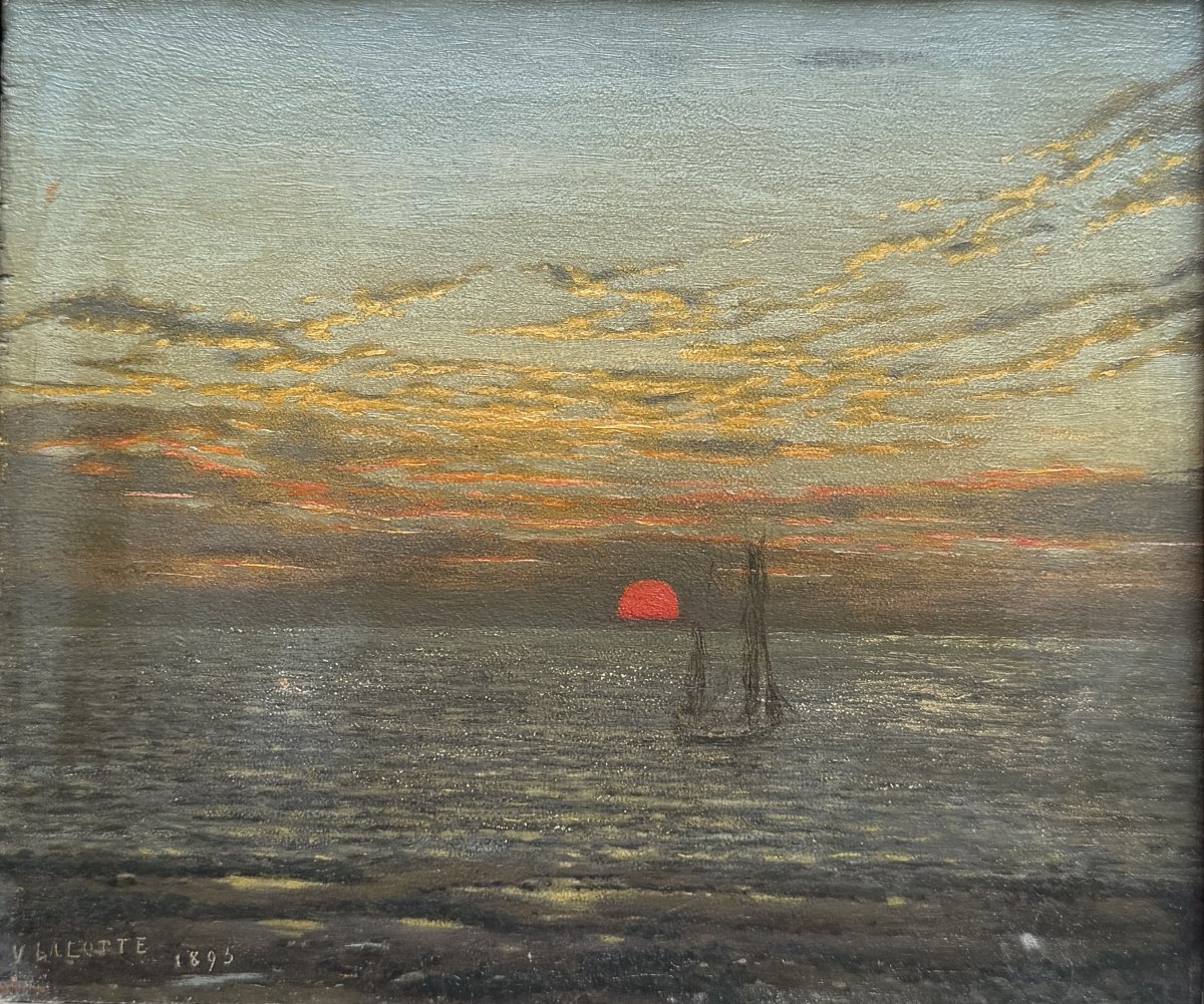 V. Balotte (19th–20th Centuries) - Seascape At Sunset, 1895-photo-2