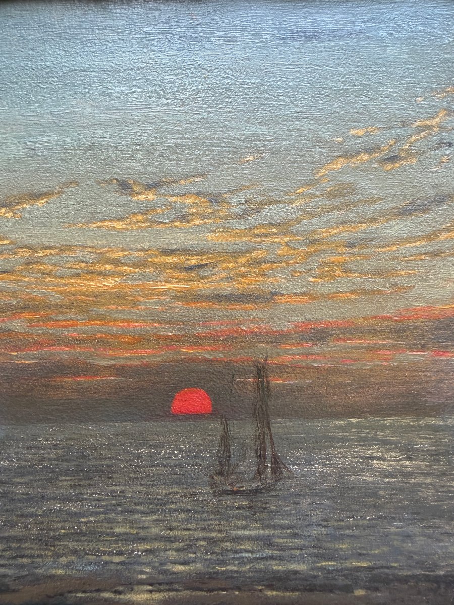 V. Balotte (19th–20th Centuries) - Seascape At Sunset, 1895-photo-1