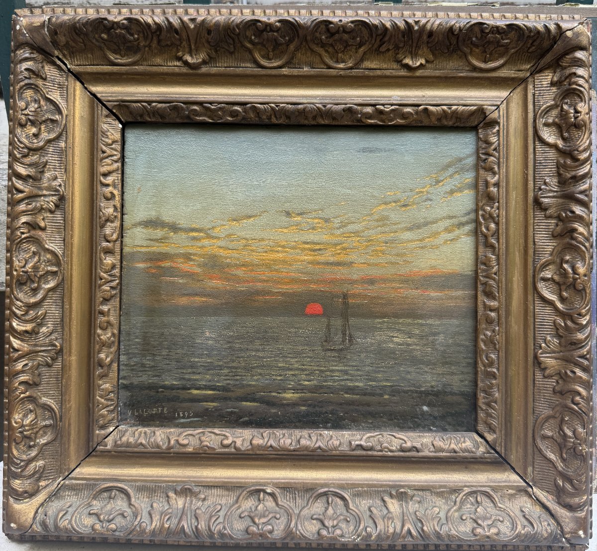 V. Balotte (19th–20th Centuries) - Seascape At Sunset, 1895