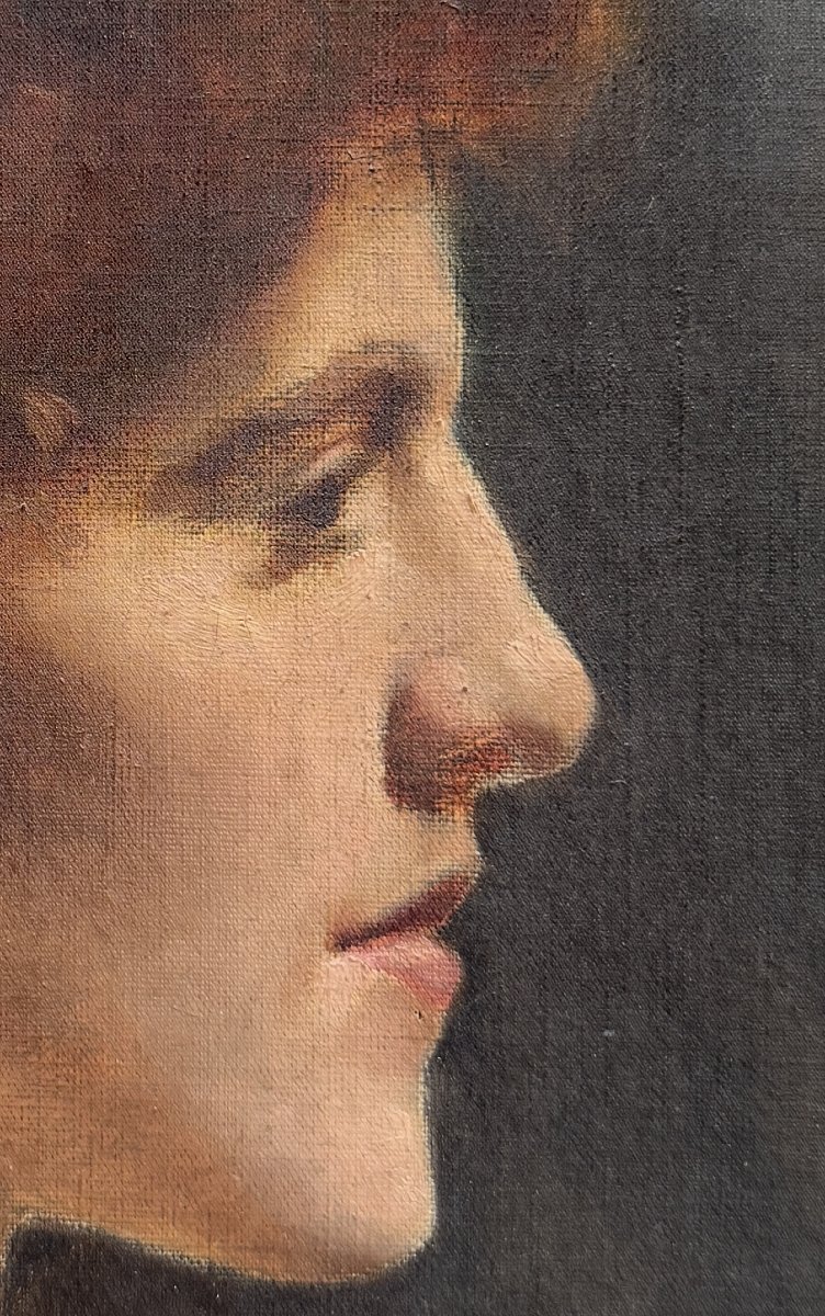 Ecole Française Impressionniste - Femme rousse de profil, circa 1890-photo-3