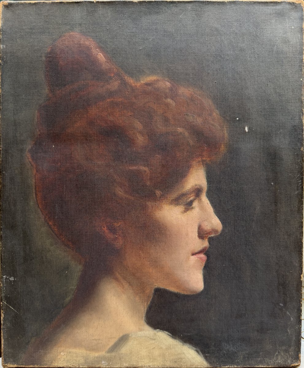 Ecole Française Impressionniste - Femme rousse de profil, circa 1890