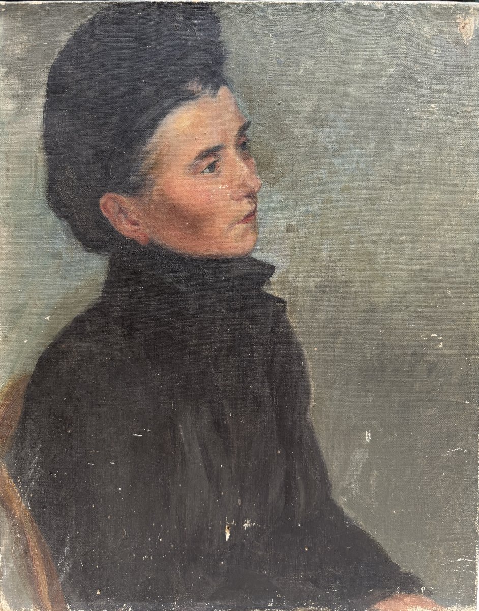 Ecole française impressionniste - Portrait de femme au chapeau, circa 1890