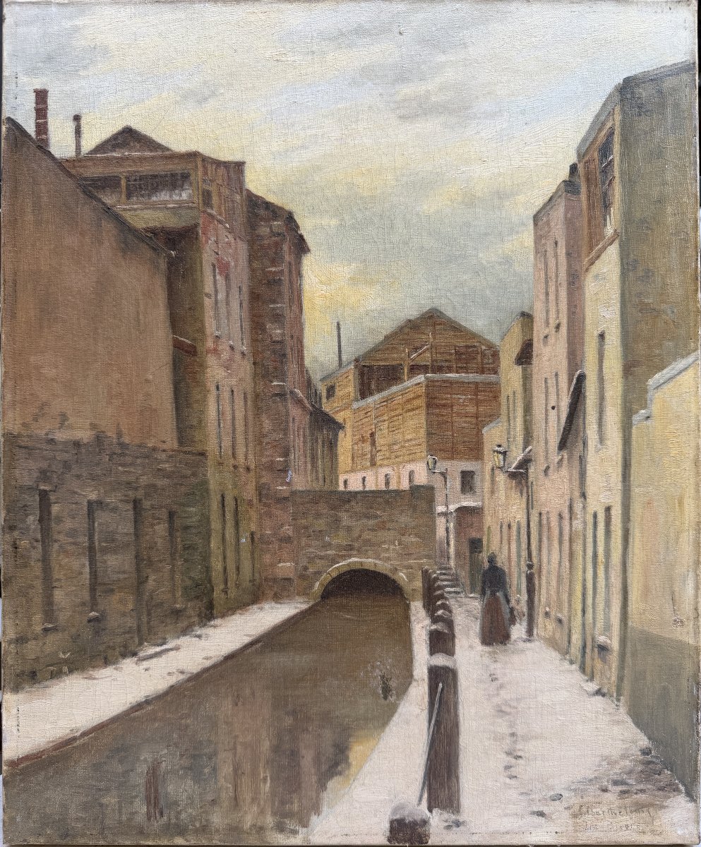 L. Barthelemy (XIX-XX) - Tableau Paris disparu - La Bièvre, circa 1890