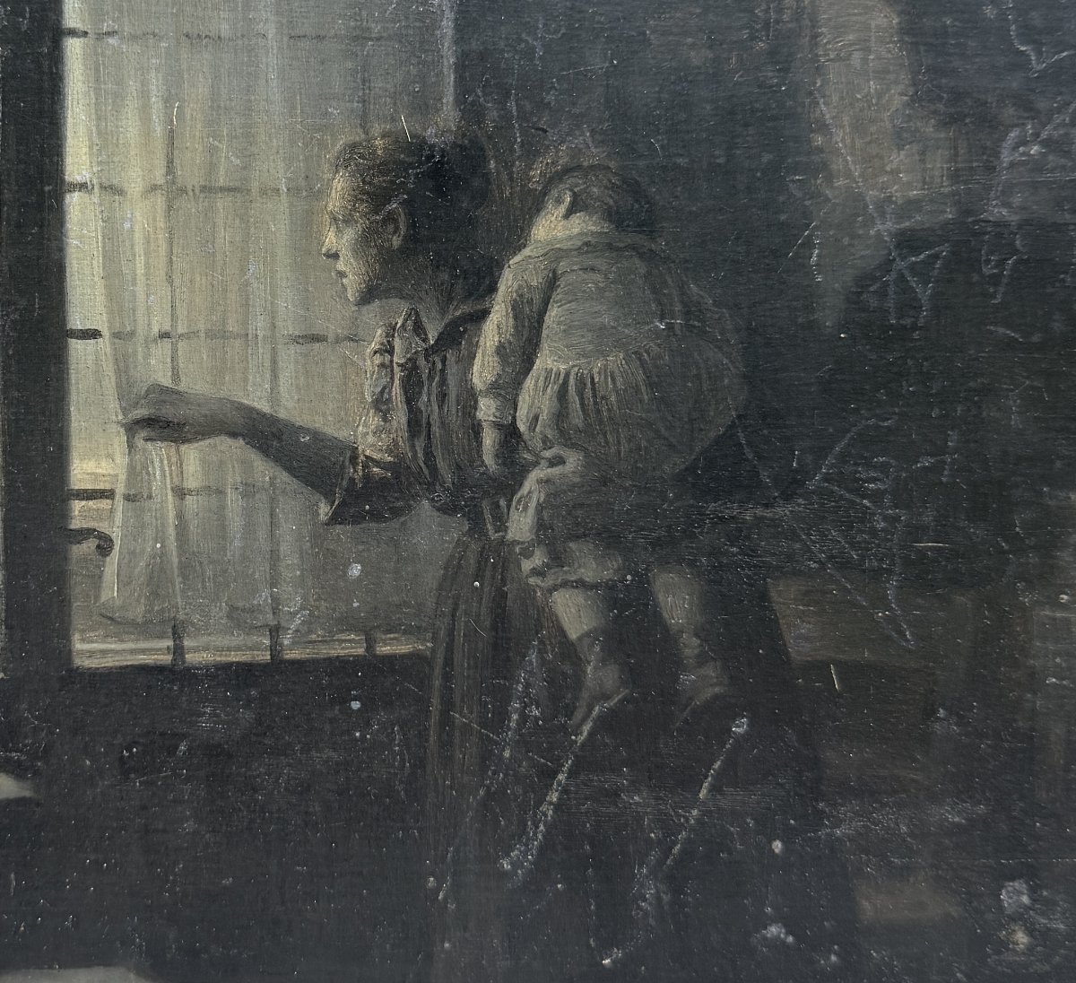 Late 19th-century French School - *evening Visitors*, Illustrative Painting, 1890-photo-2