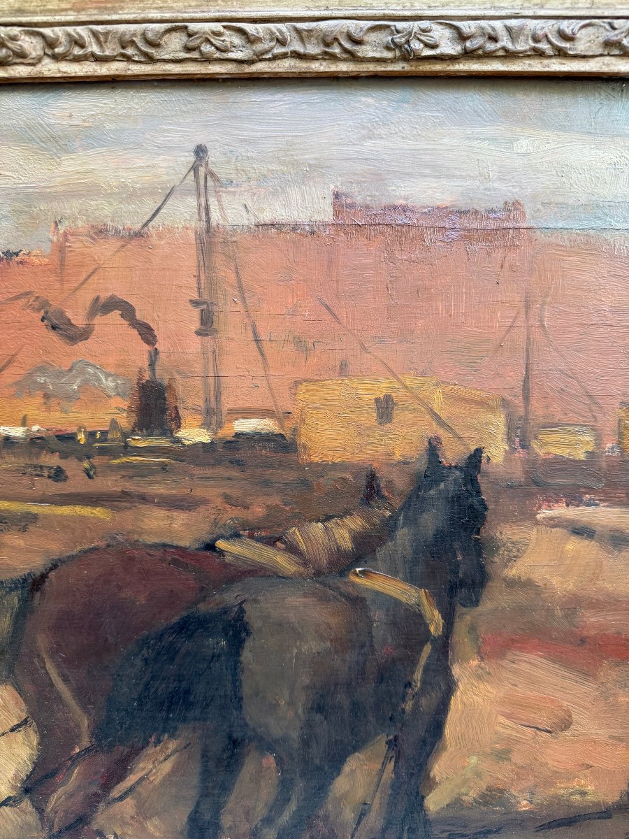 Marie Henri Mackenzie (1878–1961) - Draft Horses At A Construction Site In Amsterdam, Circa 1915-photo-4