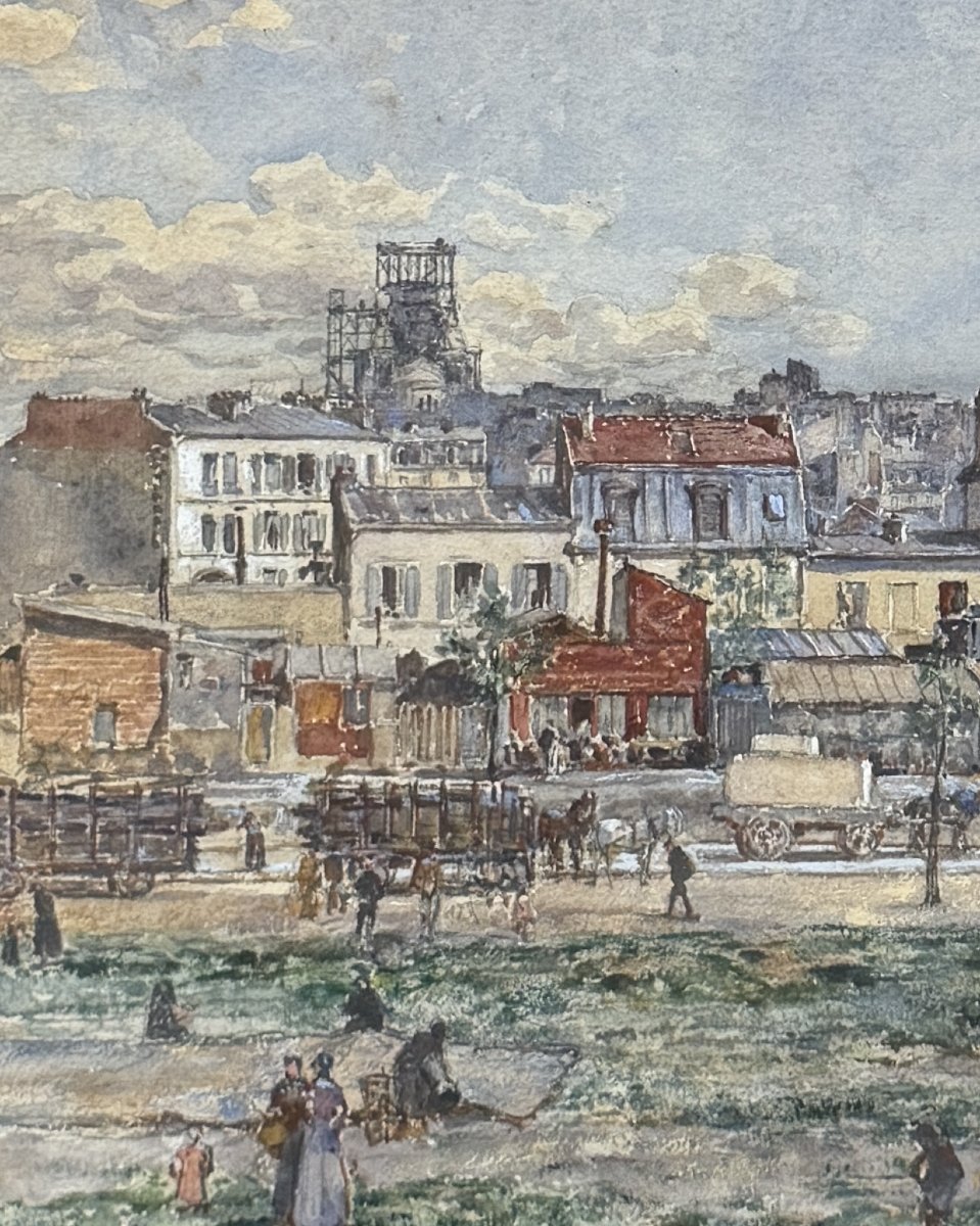 Fréderic Houbron (1851-1908) - Paris, Montmartre, le Sacré Coeur en chantier, 1899-photo-3