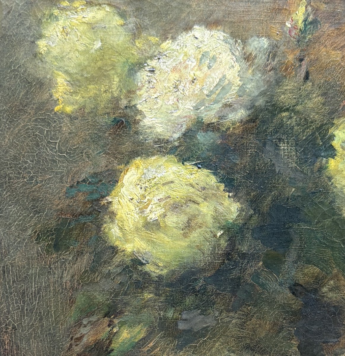 Ecole Française Impressionniste - tableau nature morte au vase et aux roses, circa 1890-photo-3