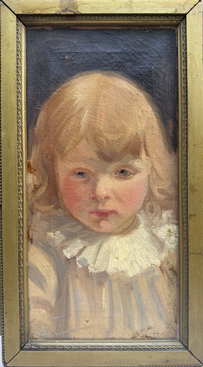 Ecole Française Impressionniste -tableau portrait d'enfant, circa 1890
