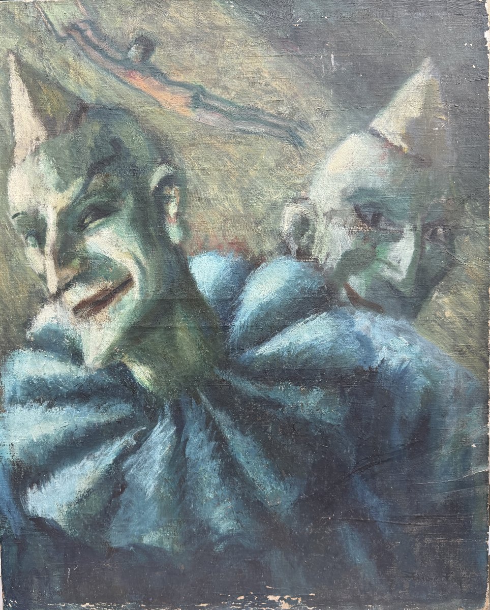 André Foy (1886–1953) — Circus, Clowns And A Trapeze Artist, Circa 1920