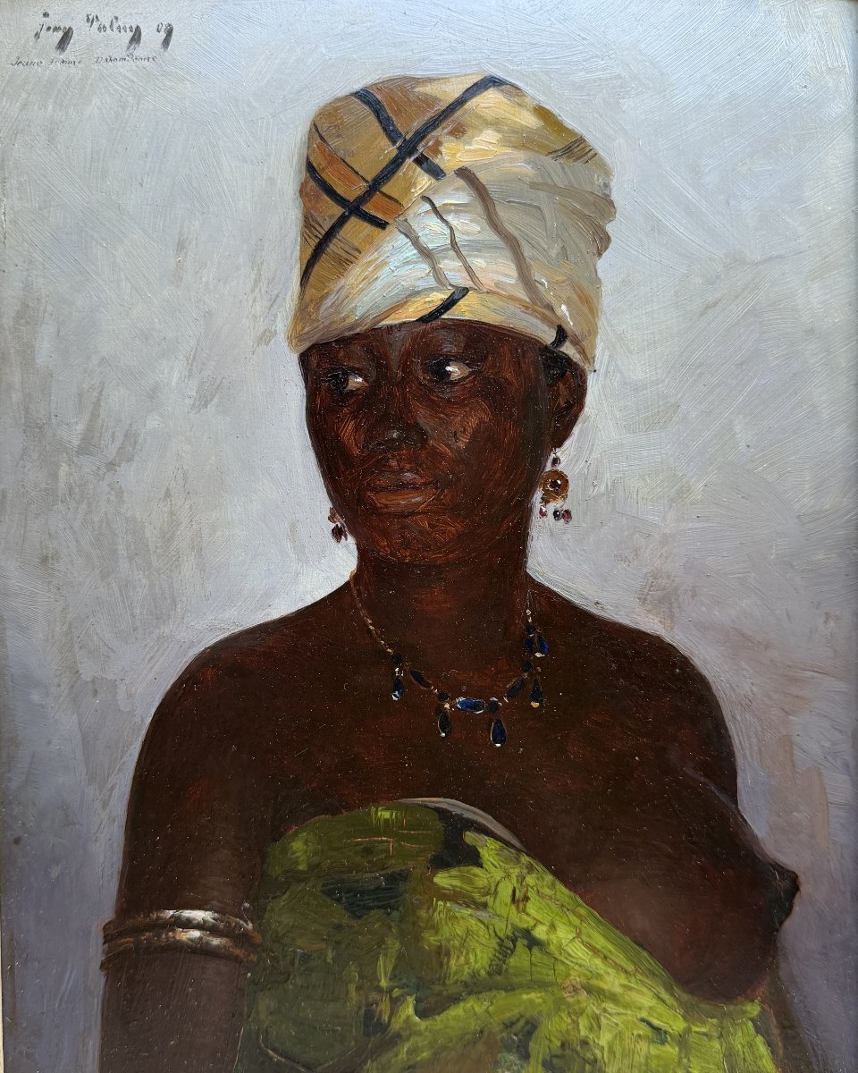 Jean Palun (XIX-XX) - Tableau Africaniste Bénin - Jeune Femme Dahomey, 1909-photo-2