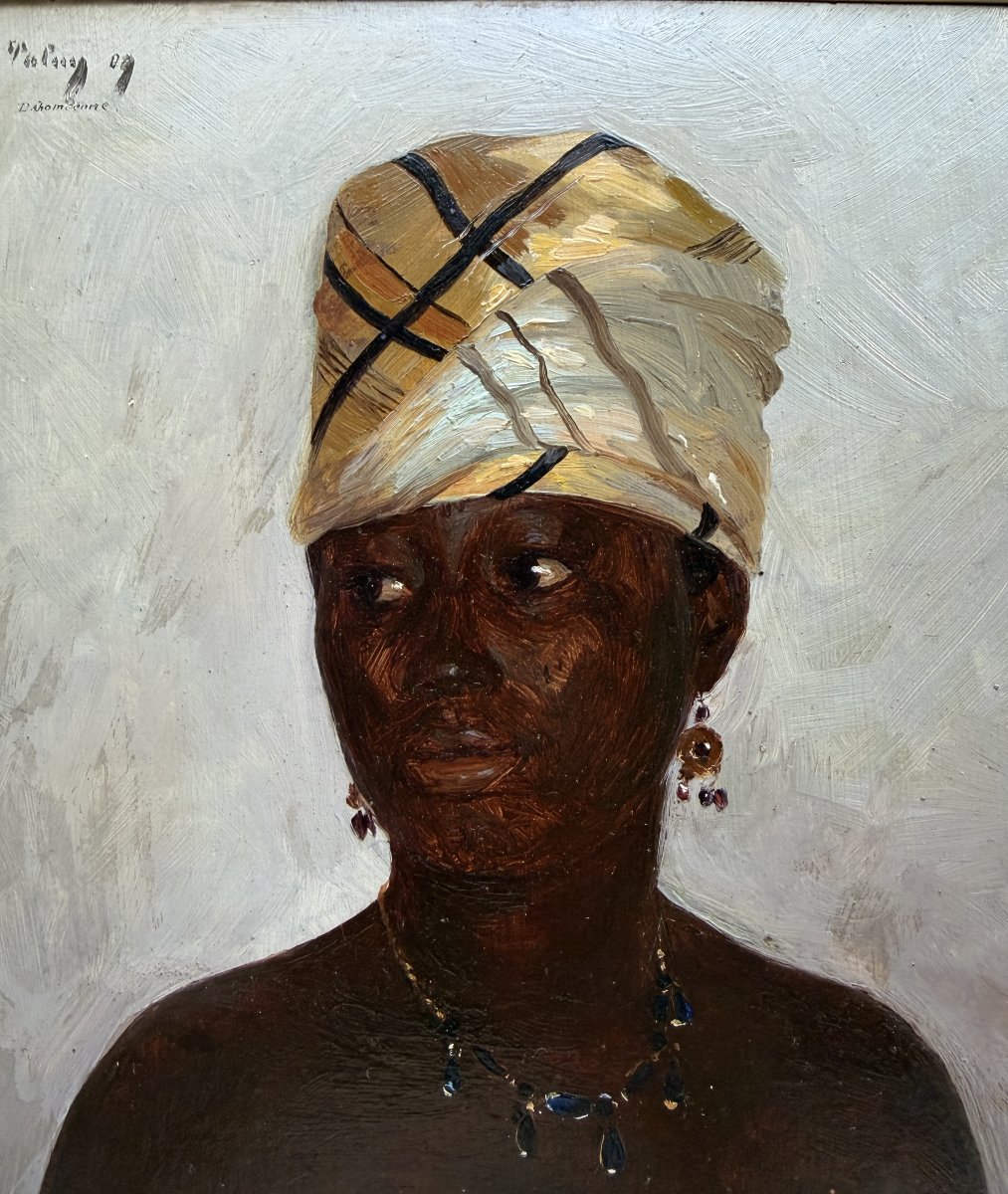 Jean Palun (XIX-XX) - Tableau Africaniste Bénin - Jeune Femme Dahomey, 1909-photo-4