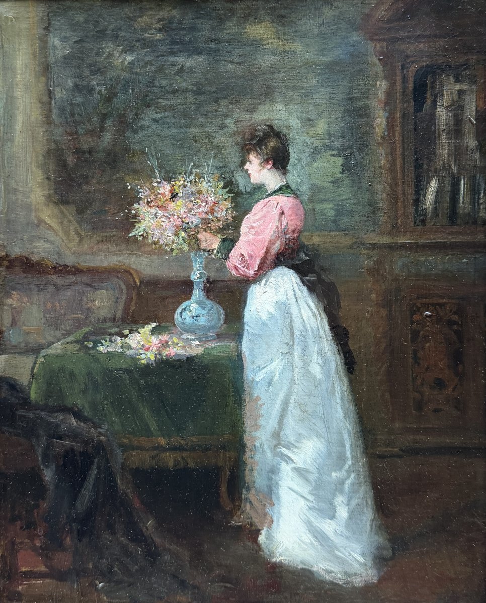 French Impressionist School - An Elegant Woman In Her Home, Circa 1890