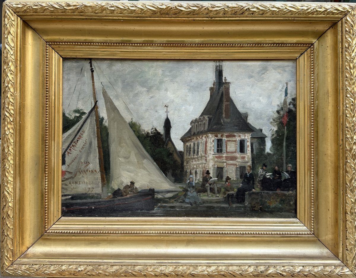 Jules -Arsène Garnier (1847-1889) - Normandie, Sur les quais d'Anneville, 1877-photo-2