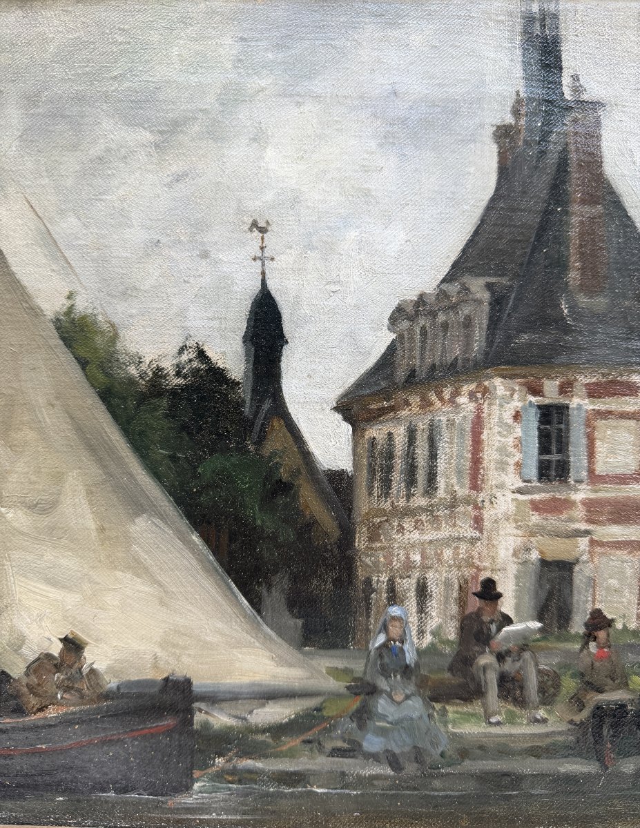 Jules -Arsène Garnier (1847-1889) - Normandie, Sur les quais d'Anneville, 1877-photo-4