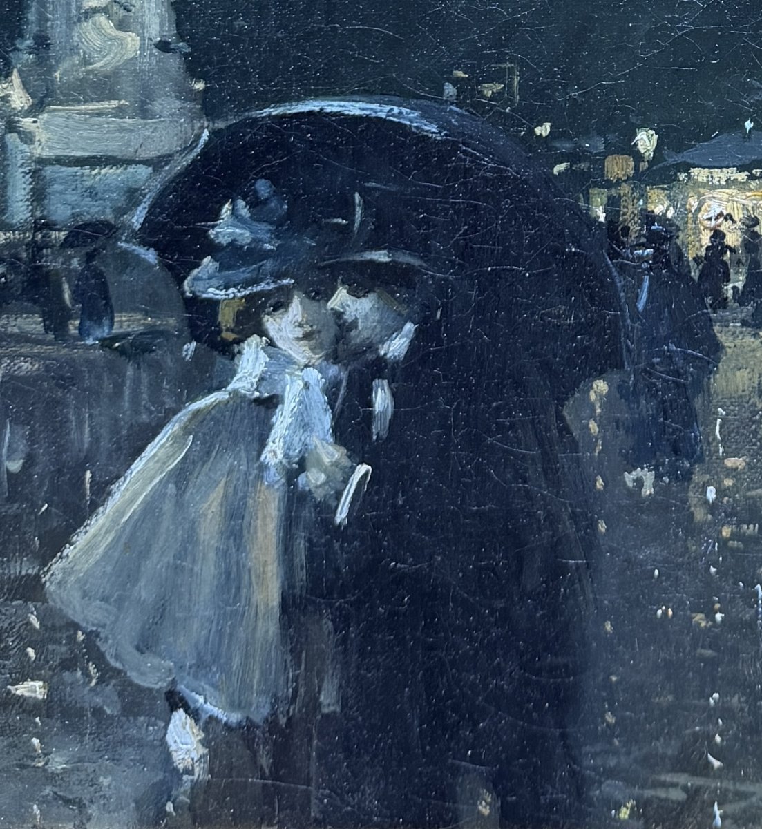 H. Lionel (19th–20th Centuries) - Painting Paris, Place Du Châtelet At Night, Circa 1900-photo-3