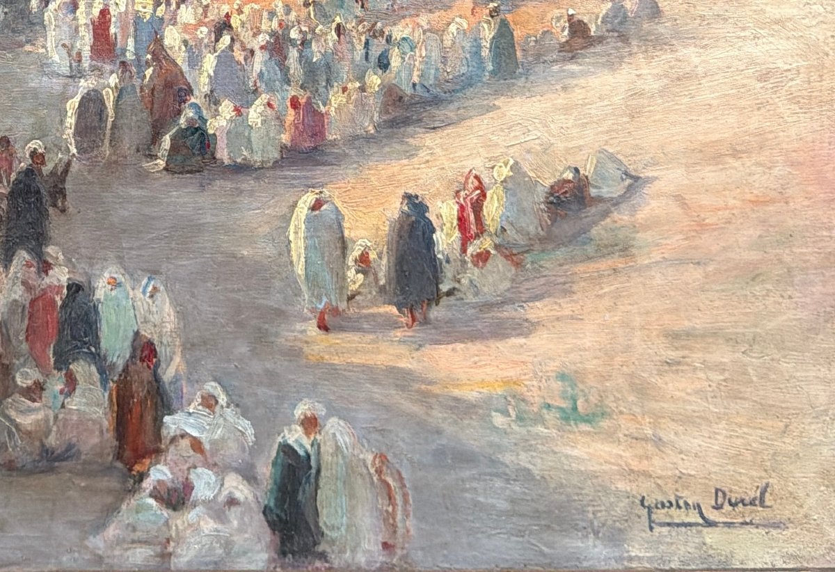 Gaston Jules Louis DUREL (1879-1954) - Tableau Orientalisme Marché à Rabat, Maroc, circa 1931-photo-3