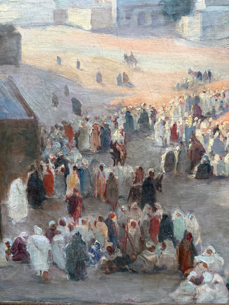 Gaston Jules Louis DUREL (1879-1954) - Tableau Orientalisme Marché à Rabat, Maroc, circa 1931-photo-1