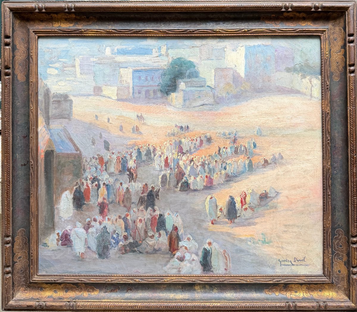 Gaston Jules Louis DUREL (1879-1954) - Tableau Orientalisme Marché à Rabat, Maroc, circa 1931