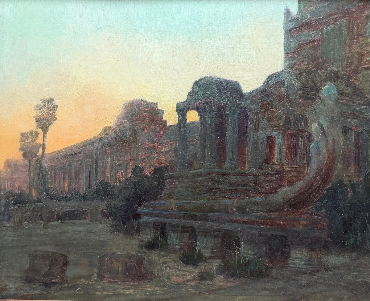André Delacroix (1878-1934) - Angkor Vat - Cambodge voyage tableau, 1916-photo-2