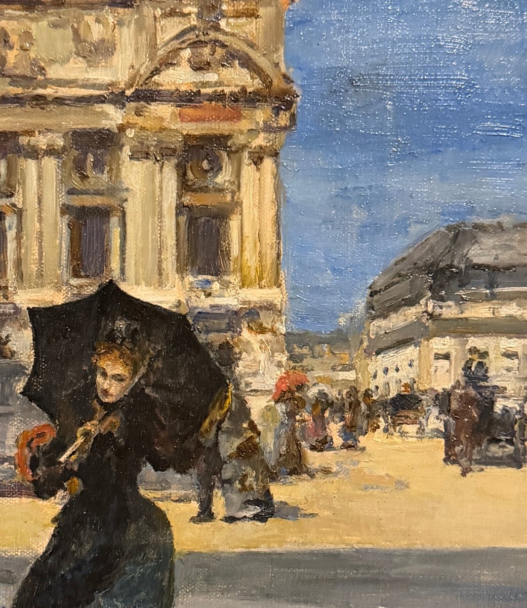 Amedée Buffet (1869–1933) — Paris, An Elegant Woman In Front Of The Opera House, Circa 1900-photo-1