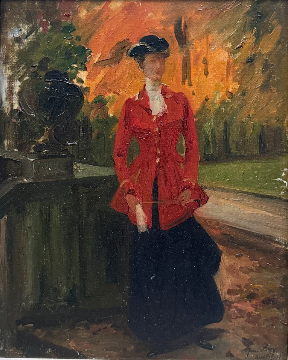 Marius AVY (1871-1939) - Tableau Equitation,  Amazone à Reuilly, 1907