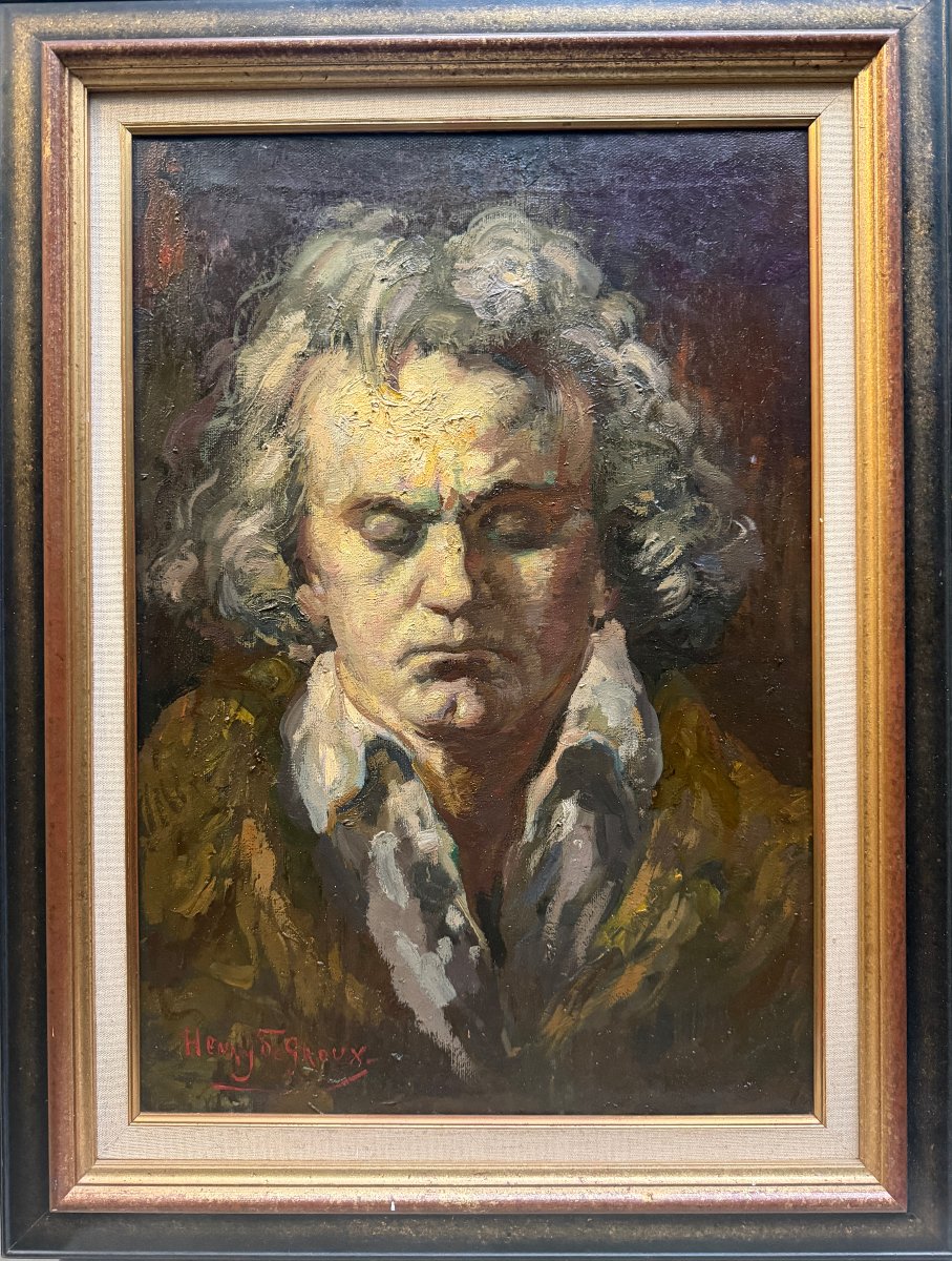 Henri Jules Charles DE GROUX (1866-1930) - Portrait de Beethoven-photo-2