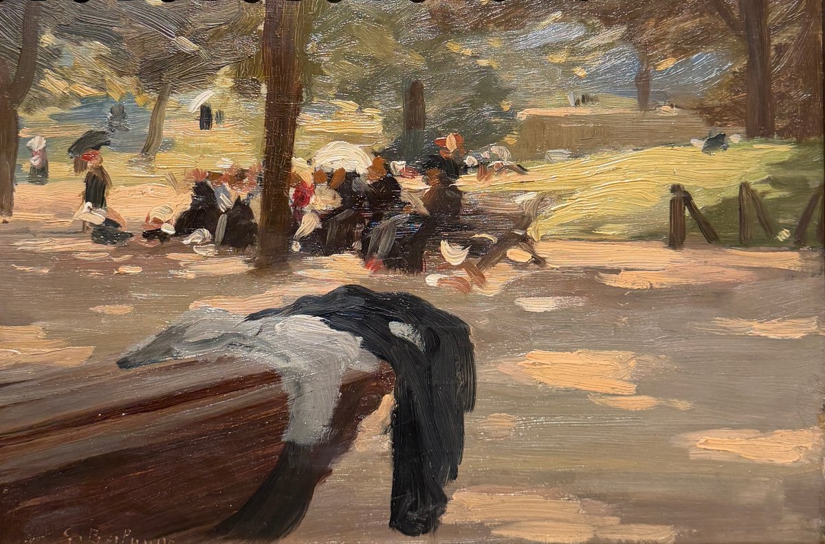 Gaston Balande (1880-1971) - Paris - Sur les bancs des jardins parisiens, circa 1910-photo-2