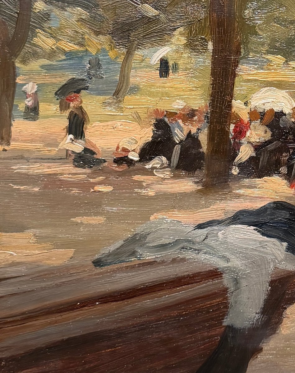 Gaston Balande (1880-1971) - Paris - Sur les bancs des jardins parisiens, circa 1910-photo-4