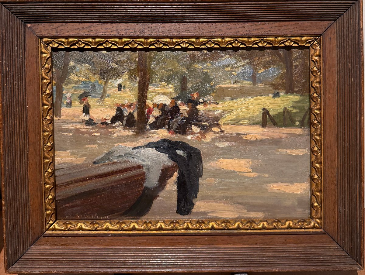 Gaston Balande (1880-1971) - Paris - Sur les bancs des jardins parisiens, circa 1910